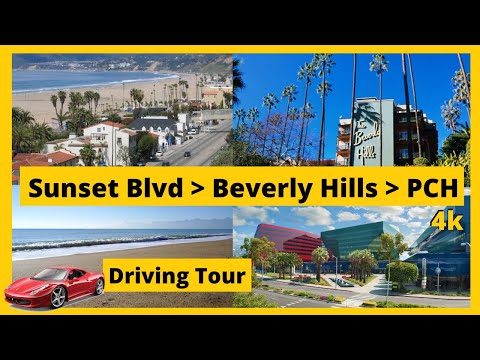 Los Angeles California Sunset Blvd To Pacific Coast  Hwy Driving Tour