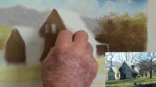 Pastel painting farm house - How to draw in pastel - paint along art lesson
