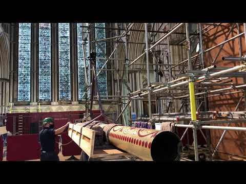 York Minster installation of front pipes 2020