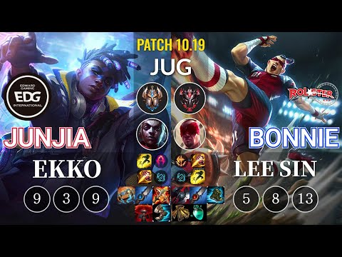 EDG JunJia Ekko vs KT Bonnie Lee Sin Jungle - KR Patch 10.19