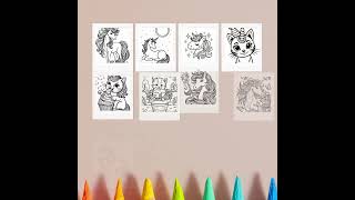 Magical Unicorn Coloring Pages | Unicorn Cats & Cupcakes | 60-Page PDF | Instant Download