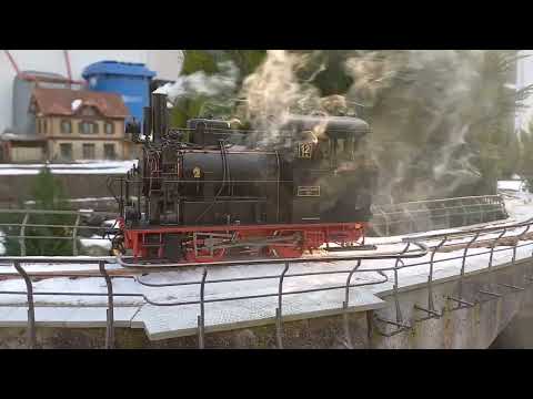 KM 1 Lok 12 der Härtsfeldbahn, erste Fahrt über das Unterkochener Viadukt