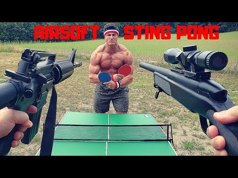 Painful Airsoft STING PONG Challenge | Bodybuilder VS Airsoft Guns and Sniper Fail