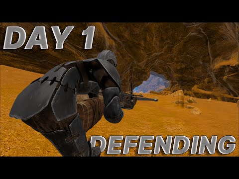 How We DEFENDED Our OP Cave on Day 1! Bams Ark ep.3