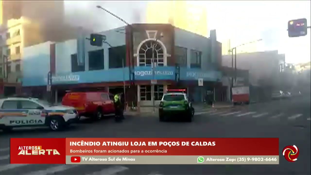 Perigo: loja pega fogo no centro de Poços de Caldas