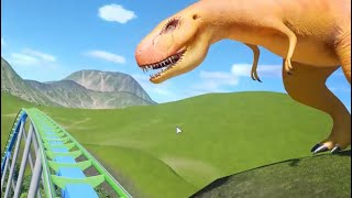 Dinosaurs vs roller coaster!!! Extinction dinosaur coaster full showcase