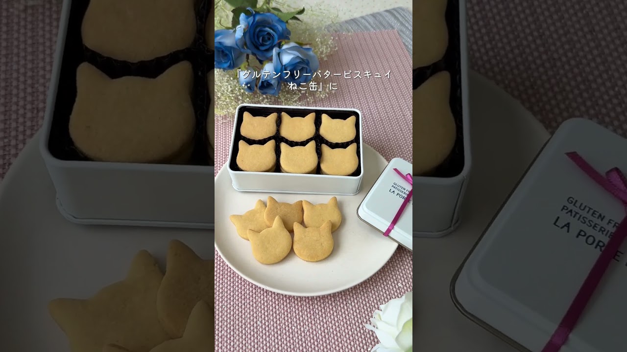 【東海テレビ・東桜デパート】グルテンフリースイーツ専門店 パティスリー ラポート ブルー　『バタービスキュイねこ缶』・『ねこのビスキュイアソート缶』#ラポートブルー #グルテンフリー #クッキー缶