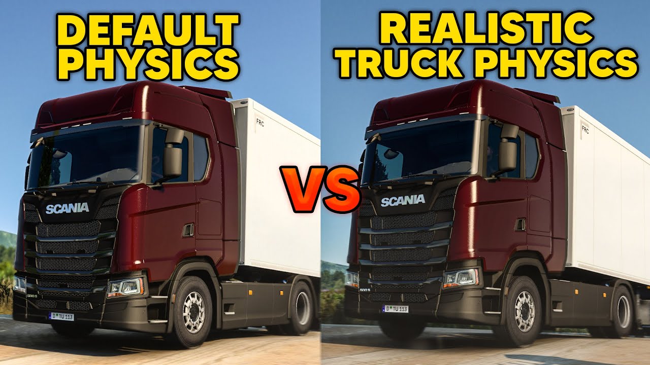 Default Physics VS Realistic Truck Physics - ETS2 Comparison