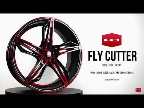 HD Wheels Fly Cutter 18x8 +35 5x114.3mm 73.1mm Gloss Red&BK/Machined F ...