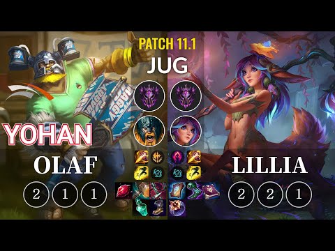 HLE yoHan Olaf vs Lillia Jungle - KR Patch 11.1