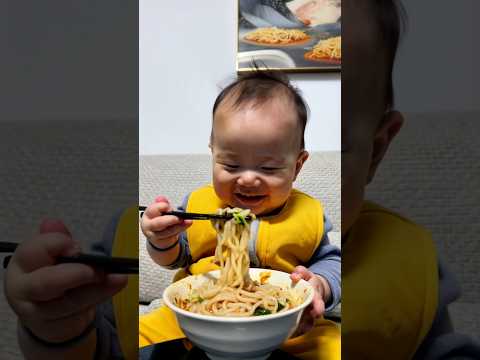 Baby Eats Noodles With Chopsticks! 🥢