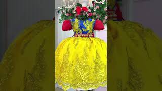 Vídeo de Vestido Infantil Princesa Branca de Neve Amarelo