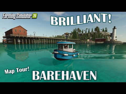 GENIUS FEATURES?!! BAREHAVEN! NEW (ISLAND) MOD MAP! (TOUR/REVIEW!) Farming Simulator 25
