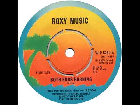 UK New Entry 1975 (325) Roxy Music - Both Ends Burning