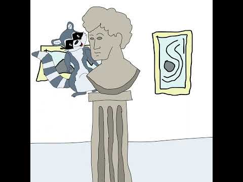 Raccoon 🦝 Steals a Greek Bust Statue 🏛️