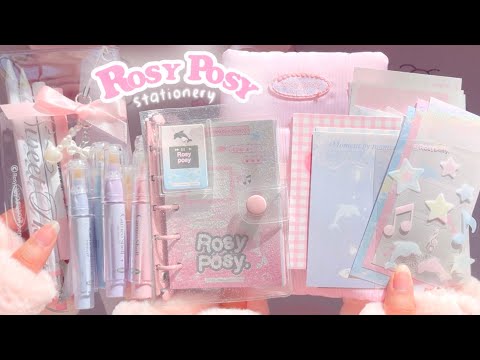 🌸Rosyposy stationery haul🌸 Pillow notebook, mini ring binder, sparkle highlighters, cute stationery