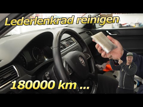 Lederlenkrad reinigen - 180000 km zeigen ihre Spuren - Speckig glänzendes Lenkrad wieder auffrischen