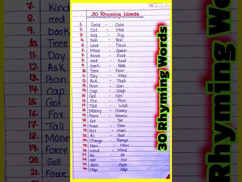 30 Rhyming words in English l Rhyming words for kids l 25 Rhyming words in English