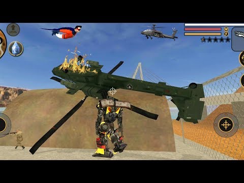 Vegas Crime Simulator (Helicopter Crash in Army Base) Transformers Destroy Helicopter -  Gameplay HD