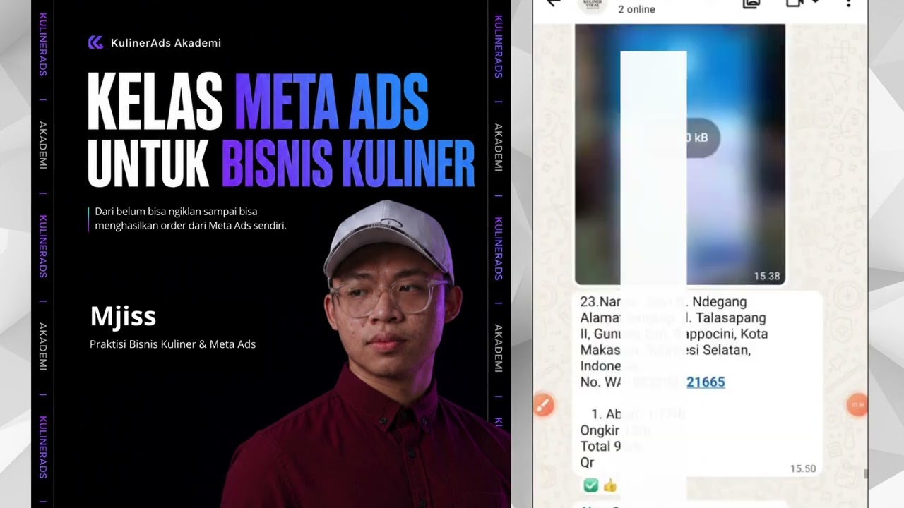 Bukti transaksi order masuk ke WhatsApp - klik untuk putar video