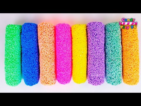 Learn Colours with  Squishy Glitter Foam and Disney Toys Mickey Mouse Jasmine Princess  Froze Elsa