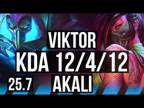 VIKTOR vs AKALI (MID) | 6 solo kills, Dominating, 45k DMG | KR Grandmaster | 25.7