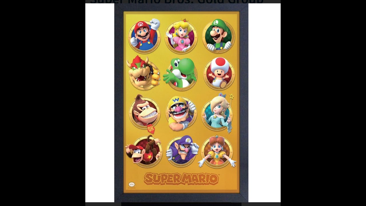 Super Mario Bros. Gold Group Framed Art Print