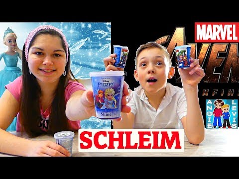 Schleim Testen Eiskönigin vs Marvel - Slime Deutsch Video ! Family Fun Angie und Levis Kinderkan