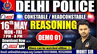 DELHI POLICE | CONSTABLE/HEAD CONSTABLE | Reasoning || DEMO -01 || By Mohit Sir