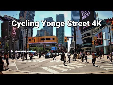 Cycling Yonge Street in Toronto - Finch to Downtown [4K]