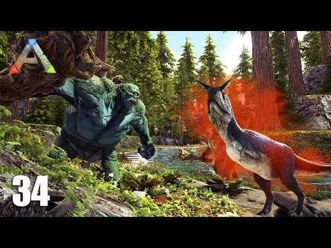 Vamos viajar pelo mapa com os CICLOPES - Enfrentamos CARNO ALPHA  - ARK  Crystal Isles #34