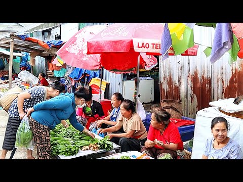 Sam Nuea Laos highland market on a rainy afternoon - Peaceful countryside