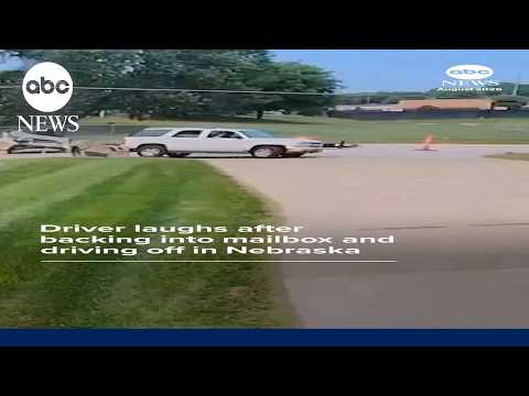 Driver laughs after backing into mailbox and driving off in Nebraska