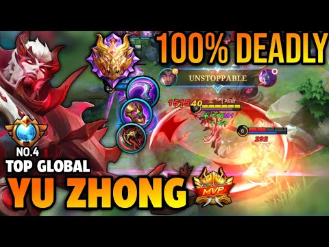 100% DEADLY | YU ZHONG BEST BUILD 2022 | TOP GLOBAL YU ZHONG GAMEPLAY | MOBILE LEGENDS✓