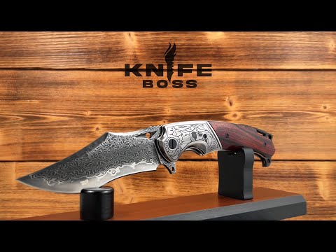 KnifeBoss lovecký zavírací damaškový nůž Skull VG-10