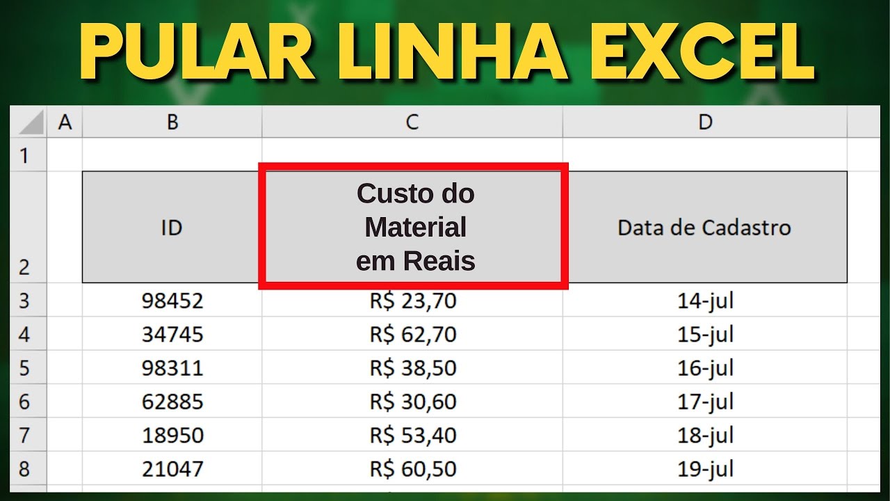 Como Escrever Várias Linhas na Mesma Célula | Pular Linha no Excel