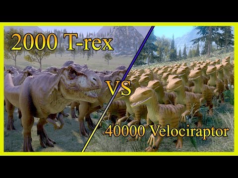 2000 T-rex vs 40000 Velociraptor - Dinosaurs Battle - Military Battle Simulator Ultimate War Game