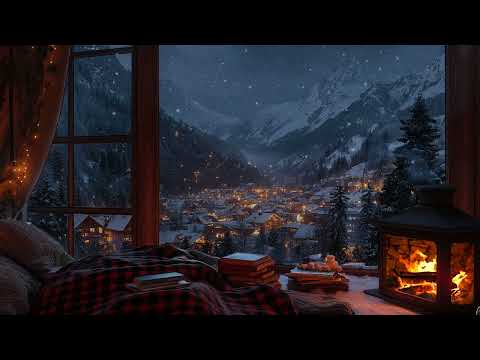 Soothing Blizzard Sounds for Sleep ❄ Cozy Winter Storm Ambience with Fireplace Crackles 💙