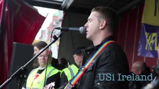 Damien Dempsey sings at anti water charges protest in Dublin, 1st November 2014