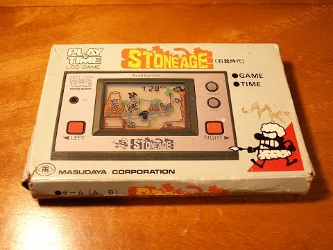 Gameplay of a LCD game which is called Stoneage from Masudaya Corporation