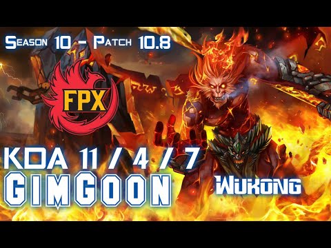 FPX GimGoon WUKONG vs SHEN Top - Patch 10.8 KR Ranked