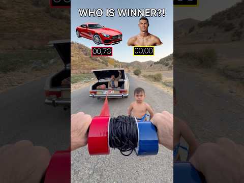 Mini Ronaldo or Super Car ?! Who Is Faster ?! #ronaldo #car #shorts