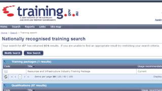 Training.gov.au to Search for Training Packages - TAE40110