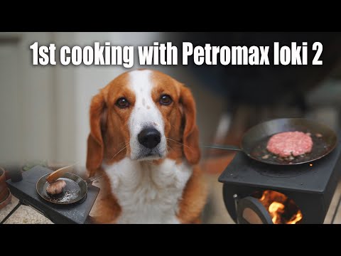 1o μαγείρεμα με την μικρή ξυλόσομπα της Petromax  loki 2  και το σφυρήλατο τηγάνι Petromax sp24