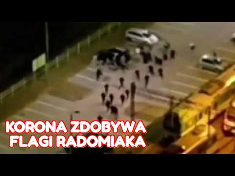 Film z akcji podczas której kibice Korony Kielce weszli w posiadanie flag Radomiaka Radom