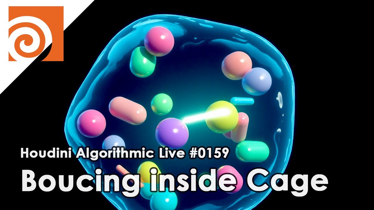 Houdini Algorithmic Live #159 - Bouncing inside Cage