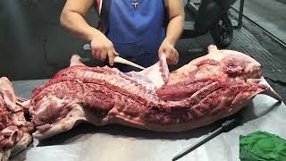 THE MASTER BUTCHER AMAZING KNIFE SKILLS DEBONE WHOLE PIG PORK #PORK #amazing #skills
