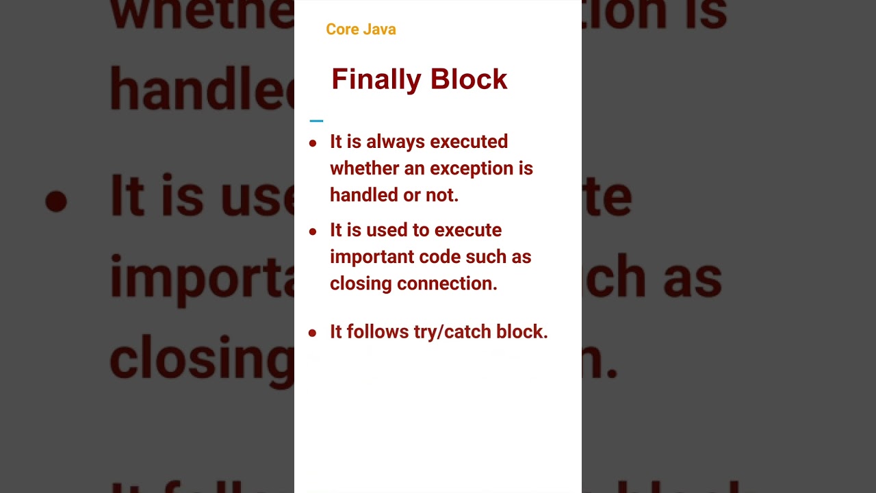 Finally Block (38) #corejava
