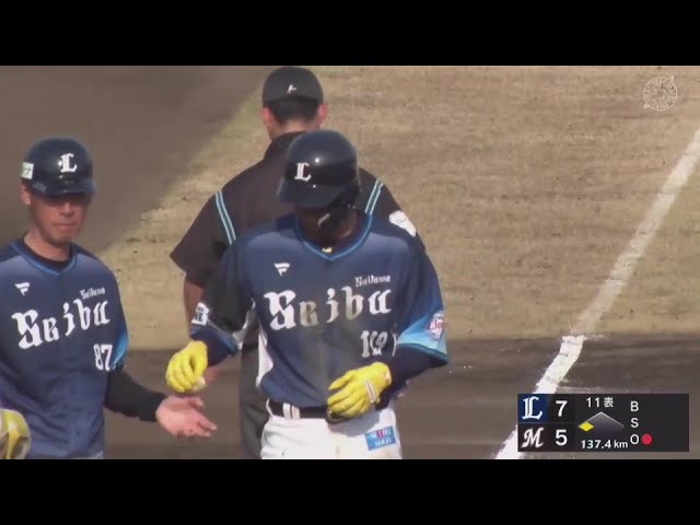 【ファーム】勝ち越しタイムリー!! ライオンズ・モンテル センター方向に3ベースヒット!! 2025年3月23日 千葉ロッテマリーンズ 対 埼玉西武ライオンズ