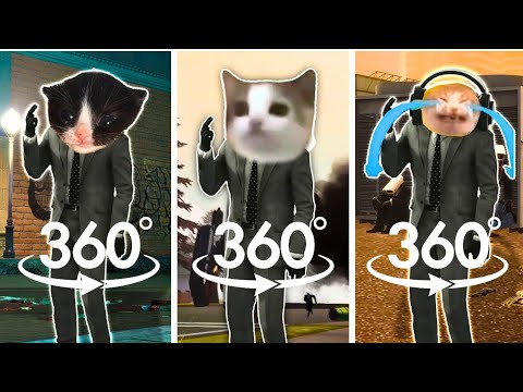 Speakerman Dance but Kitten in towel vs Happy Cat vs Banana Cat | 360 VR